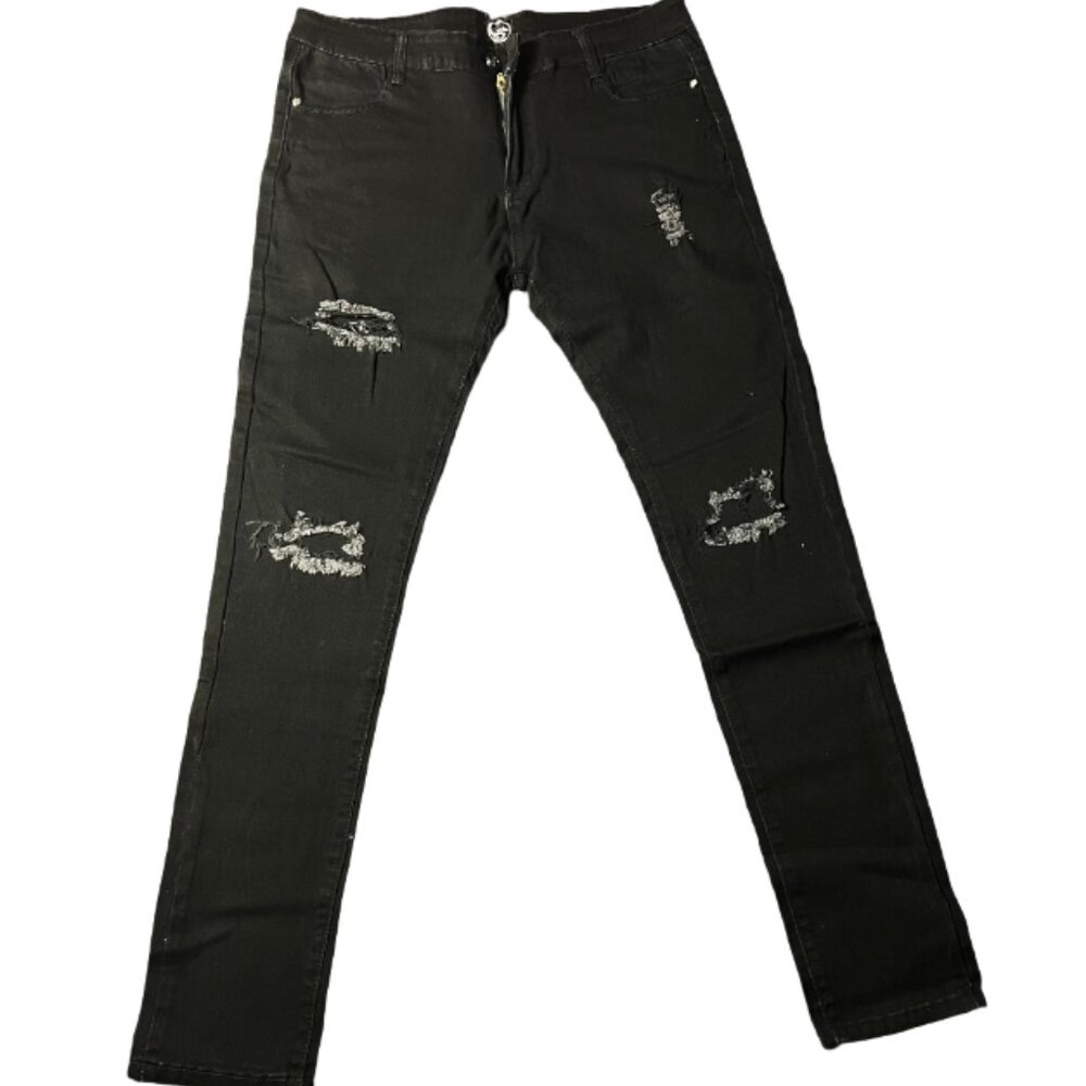 Men's Knee Hole Denim Skinny Jeans